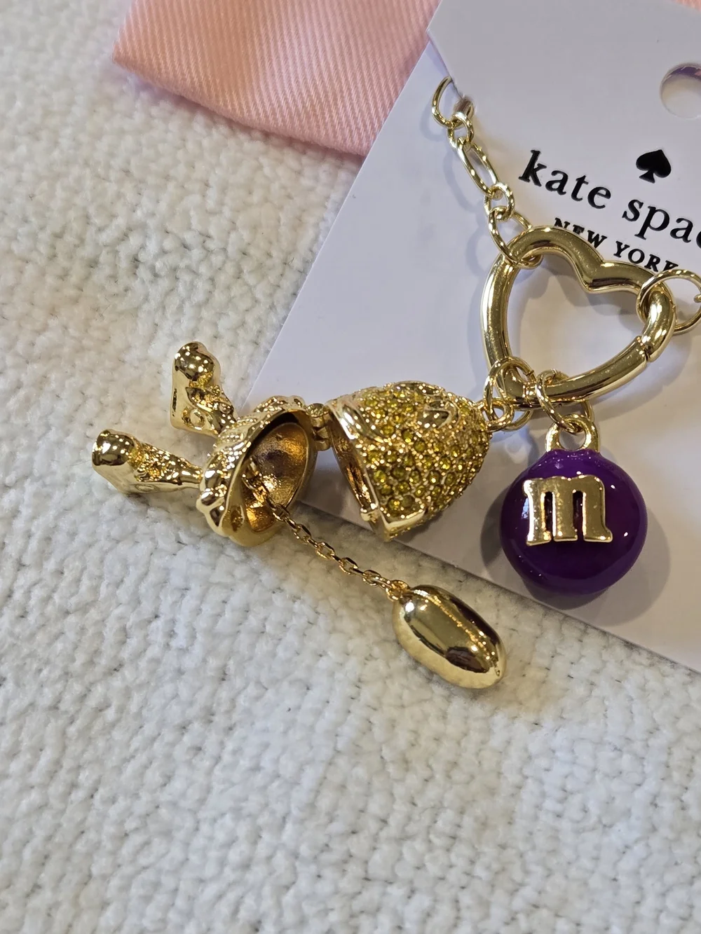 M&M x kate spade Gold Heart Necklace with Gold Peanut M&M Charm